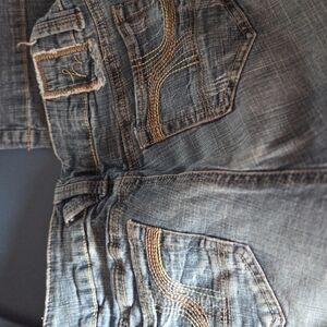 Hydraulic Blue Jean Shorts with Tan Stitching 26.5" Long